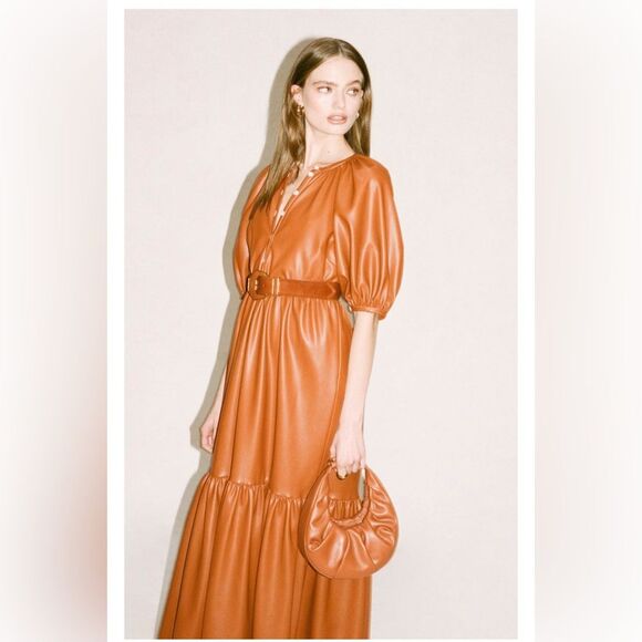 Staud Demi Vegan Leather Dress - Size Small - GUC - Picture 4 of 5